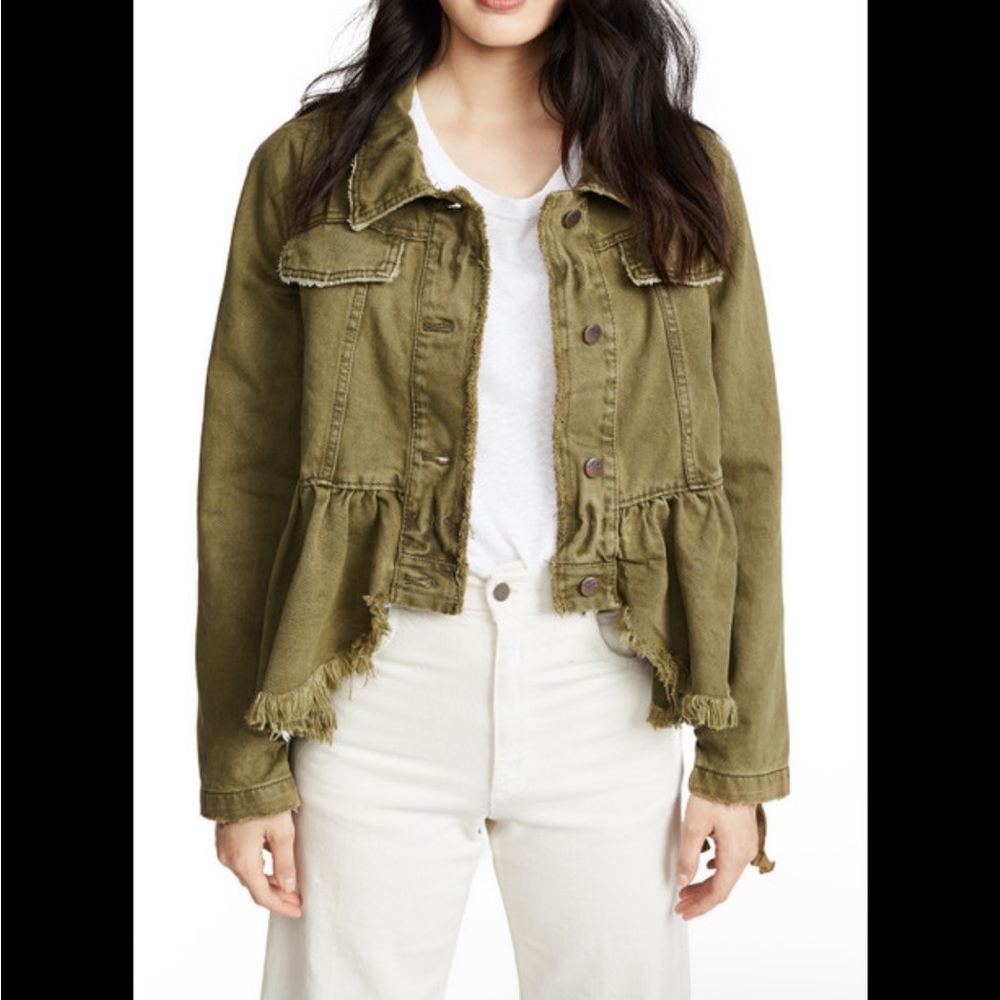 Free People Green Utility Peplum Jacket